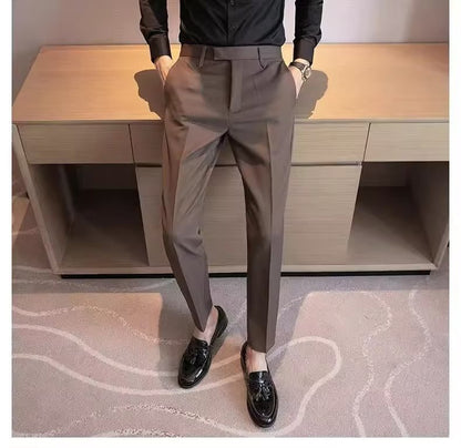 Casual Suit Pants Men's Cropped Suit Pants Straight